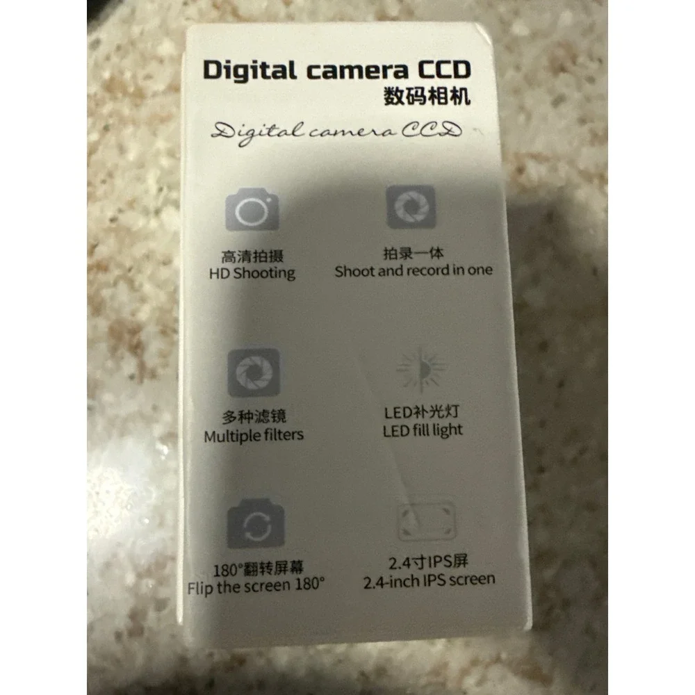 Y02 Digital Camera CCD Black HD Shooting 180 Flip Screen 2.4in IPS Vlogging Cam